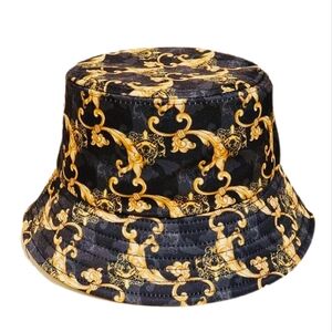 Black and Gold Patterned Bucket Hat